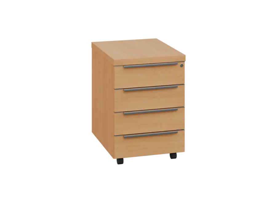 SIKZ - 01 kontejner pojízdný, 4-zásuvkový, deska 18 mm, zámek na první zásuvce, buk royal